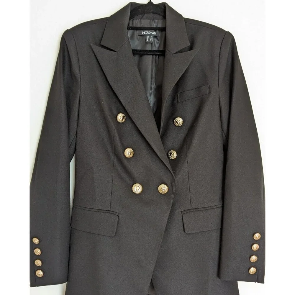 Mossman The Signature Blazer Jacket Black Military Classic Double Breast Size 10 - Picture 8 of 11